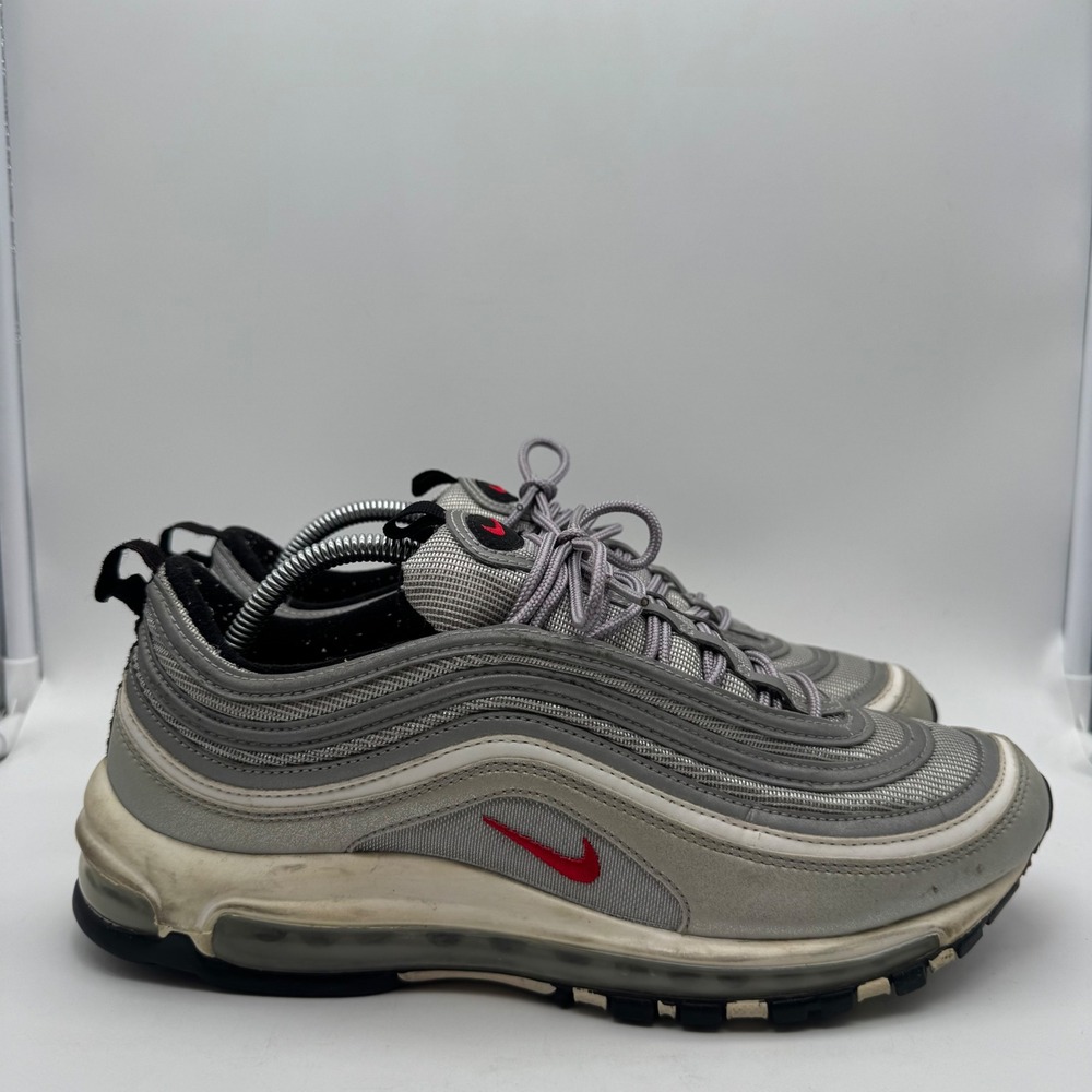 Nike Air Max 97 Silver Bullet Metallic Silver Red 884421-001 Mens 10.5